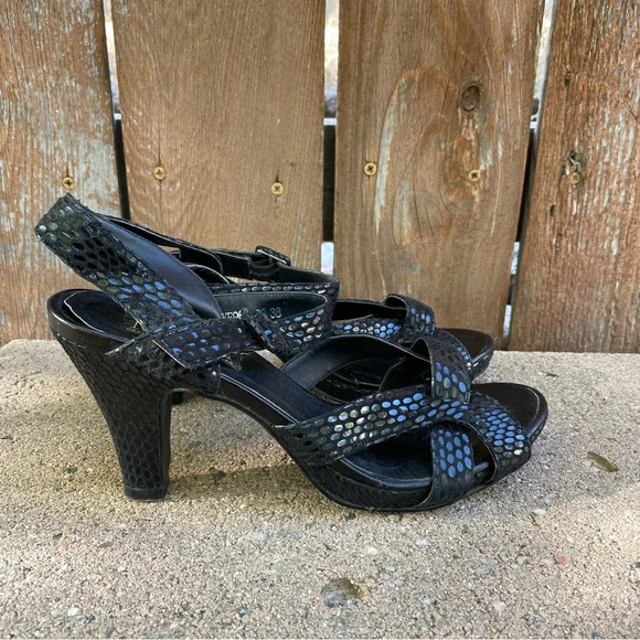 MEDICI Women’s Black Shimmer Strap Heel Size 38 - Picture 6 of 13